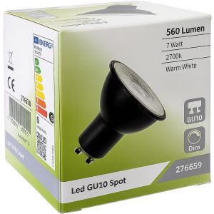 LED spot GU10 230V 7-75W 60gr zwart 2700K dimbaar - Afbeelding 2