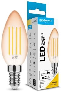 Modee LED kaars E14 4-33W 1800K filament amber - Afbeelding 2