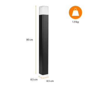 Paallamp zwart 80cm vierkant 12W LED IP44 3000K - Afbeelding 2