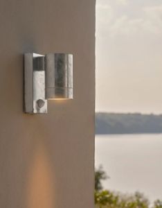 Wandlamp Tin Maxi GU10 verzinkt IP54 + sensor - Afbeelding 2