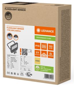 LED Bouwlamp 17W 3000K zwart + sensor - Afbeelding 2
