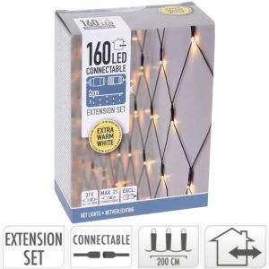 Connectable netverlichting 160 LEDS 2m x1m extra warm wit - Afbeelding 2