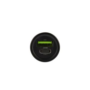 USB autolader USB-C en USB-A 12V 20W QC zwart - Afbeelding 3