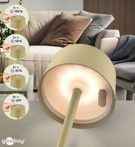 LED Tafellamp oplaadbaar 2W 3000K touch 25cm beige - Afbeelding 3