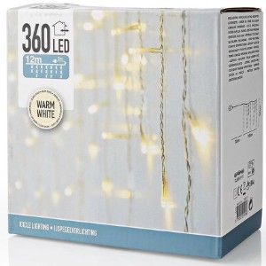 Icicle light 360 LEDS warm wit 1200x52cm IP44 - Afbeelding 3