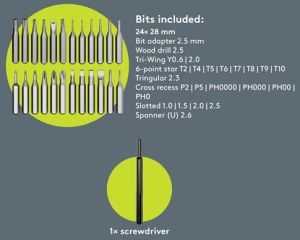 Schroevendraaier met bits 24-delig in metalen opbergbox - Afbeelding 3