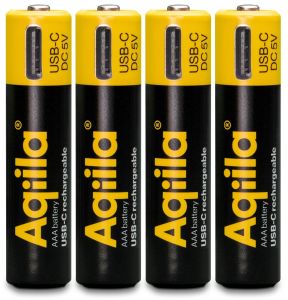 Aqiila USB-C oplaadbare batterij AAA 600mA blister(4) - Afbeelding 3