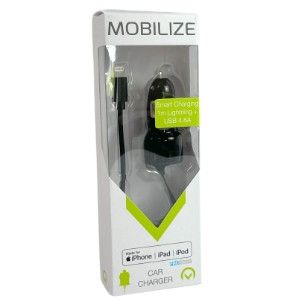 USB autolader DUAL 4800mA + lightning kabel zwart 1m - Afbeelding 3
