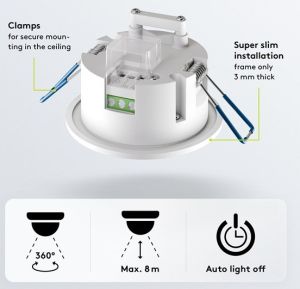Bewegingsmelder IR inbouw plafond 360 graden compact wit - Afbeelding 4