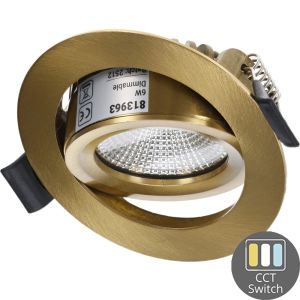 LED inbouwspot 6W 3CCT 82mm 36gr rond verstelbaar messing - Afbeelding 4