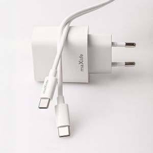 USB + USB-C snellader 20W wit + USB-C kabel 1m - Afbeelding 4