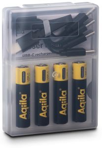 Aqiila USB-C oplaadbare batterij AAA 600mA blister(4) - Afbeelding 4